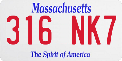 MA license plate 316NK7