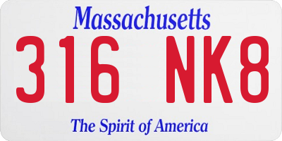 MA license plate 316NK8