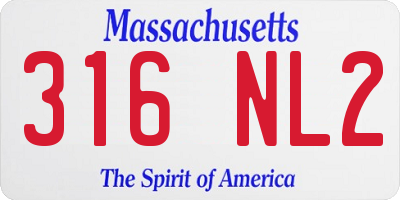 MA license plate 316NL2