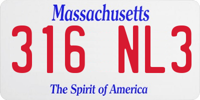 MA license plate 316NL3