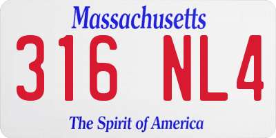 MA license plate 316NL4