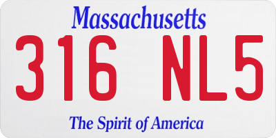 MA license plate 316NL5
