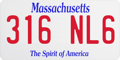 MA license plate 316NL6