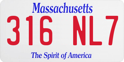 MA license plate 316NL7