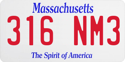 MA license plate 316NM3