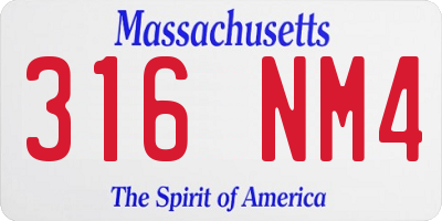MA license plate 316NM4