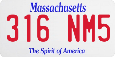 MA license plate 316NM5