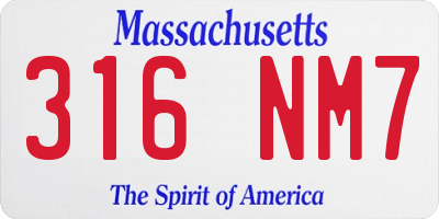 MA license plate 316NM7