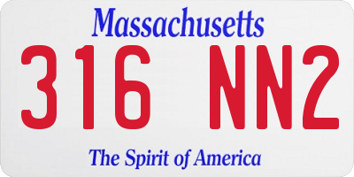 MA license plate 316NN2