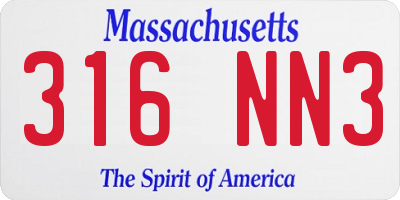 MA license plate 316NN3