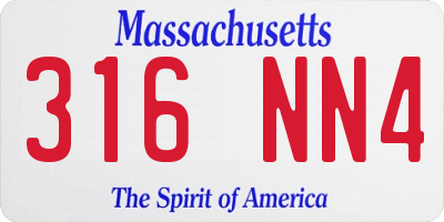 MA license plate 316NN4