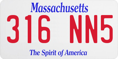 MA license plate 316NN5