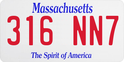 MA license plate 316NN7
