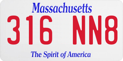 MA license plate 316NN8