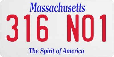 MA license plate 316NO1