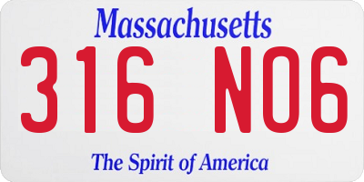 MA license plate 316NO6