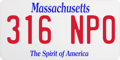 MA license plate 316NP0