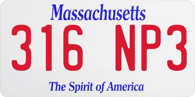 MA license plate 316NP3