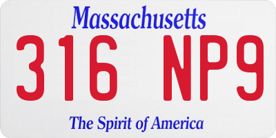 MA license plate 316NP9