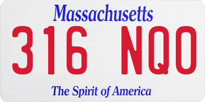MA license plate 316NQ0