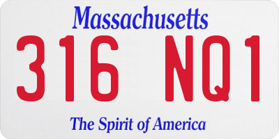 MA license plate 316NQ1