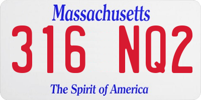 MA license plate 316NQ2