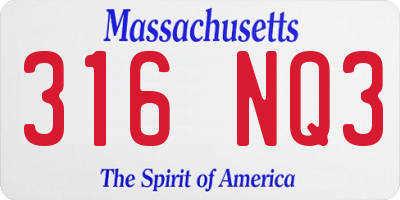 MA license plate 316NQ3