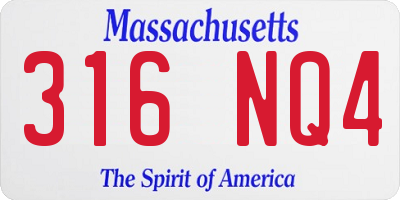 MA license plate 316NQ4