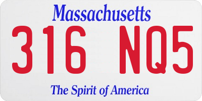 MA license plate 316NQ5