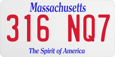 MA license plate 316NQ7