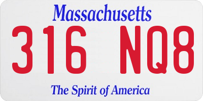 MA license plate 316NQ8
