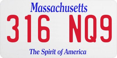 MA license plate 316NQ9
