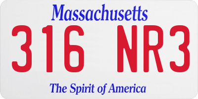 MA license plate 316NR3