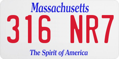 MA license plate 316NR7