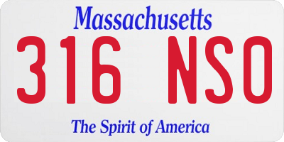 MA license plate 316NS0