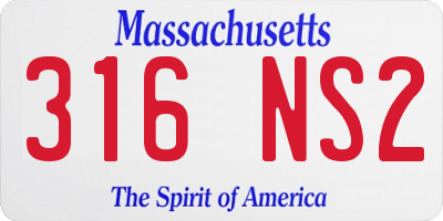 MA license plate 316NS2