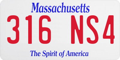 MA license plate 316NS4