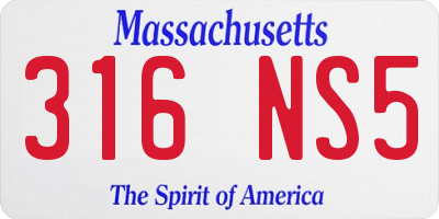 MA license plate 316NS5