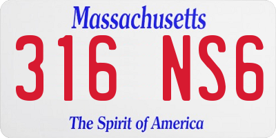 MA license plate 316NS6