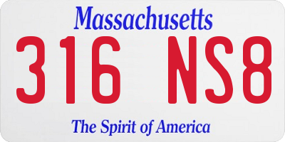 MA license plate 316NS8
