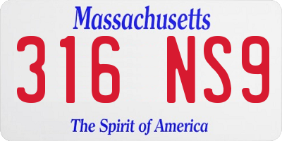 MA license plate 316NS9