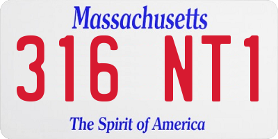 MA license plate 316NT1