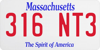 MA license plate 316NT3