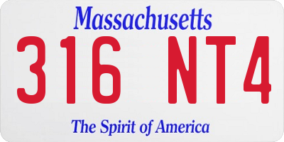 MA license plate 316NT4