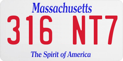 MA license plate 316NT7