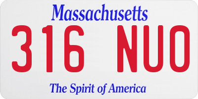 MA license plate 316NU0
