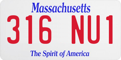 MA license plate 316NU1