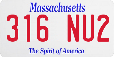 MA license plate 316NU2