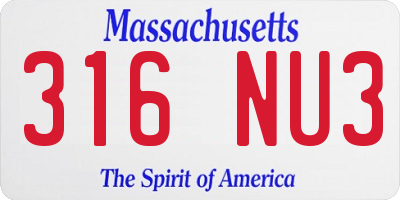 MA license plate 316NU3