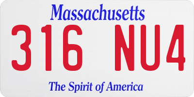 MA license plate 316NU4